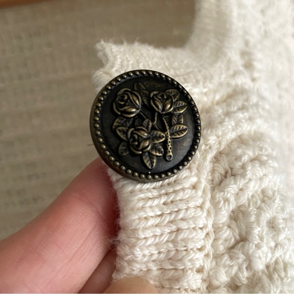 Lucky Brand Knit Cardigan with Floral Etched Buttons, Size L - Picture 3 of 14